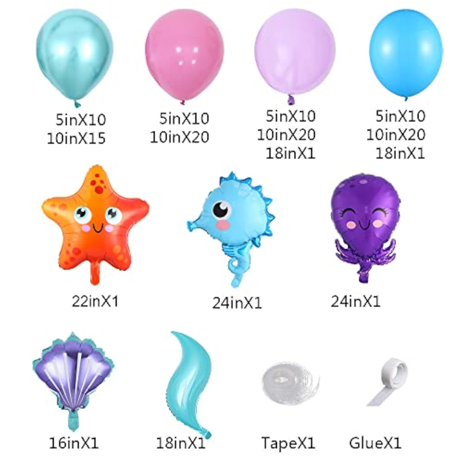 Mermaid Balloon Arch Kit: 125-Piece Under the Sea Party Decor