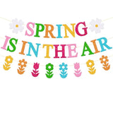 Spring Is In The Air Banner Hello Spring Party Decorations Tulips Flowers Garland Welcome Spring Happy Easter Festival Colorful Glitter Party Supplies