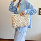 Cute Laptop Sleeve 13-15 Inch Laptop Accessories Aesthetic Quilted Computer Bag With Flower Puffy Printing For Macbook