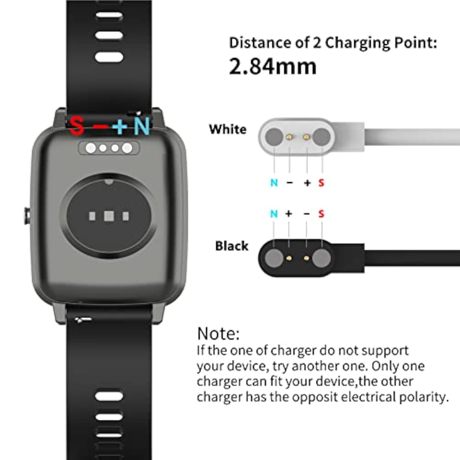 Replacement Charger Compatible With Amaztim C20/C20 Pro/M1 Pro Charger Magnetic Usb Cable Smartwatch Cord For Kospet Tank M1 Pro/Tank T1 Pro/Tank T1/Magic 3/Magic 4 Watch Charging Cable (Black&White)