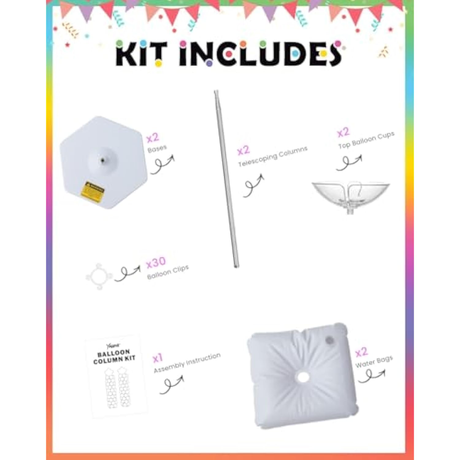 Adjustable 7FT Balloon Column Stand Kit: Stainless Steel Party Decor (2 Sets)