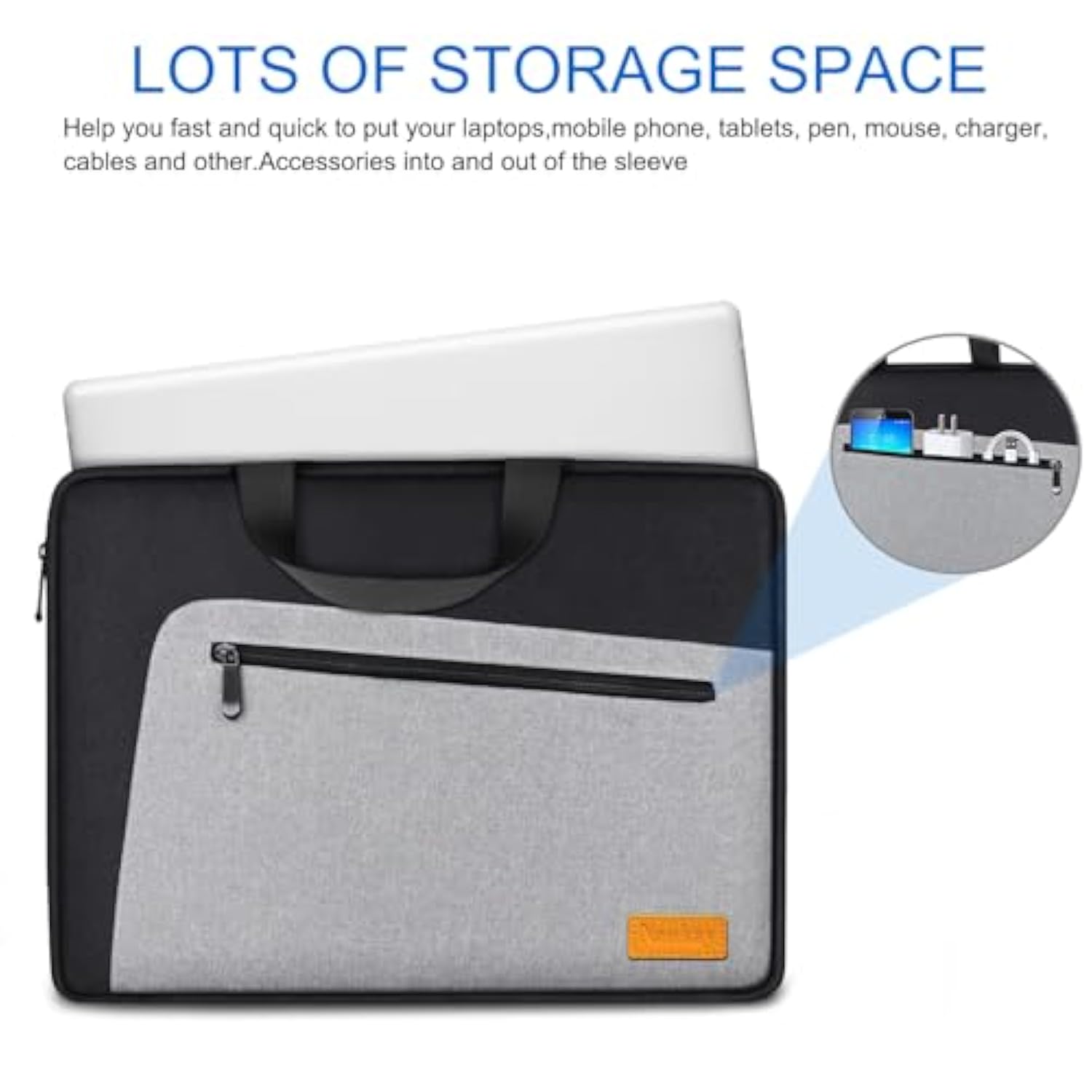 Laptop Case 15.6 Inch, Durable Shockproof Protective Laptop Sleeve, Water Resistant Computer Carrying Bag Briefcase Compatible With 15.6 Inch Hp, Dell, Acer, Asus, Lenovo, Notebook, Black/Grey