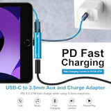 Usb C To 3.5Mm Audio Aux Adapter And Fast Charger For Iphone 17 Pro Max Air 16E 16 15 Pro Max Plus, 2 Pack 2-In-1 Type C To 3.5Mm Headphone Audio Adapter + Usb C Fast Charging For Samsung A17 A16 A36