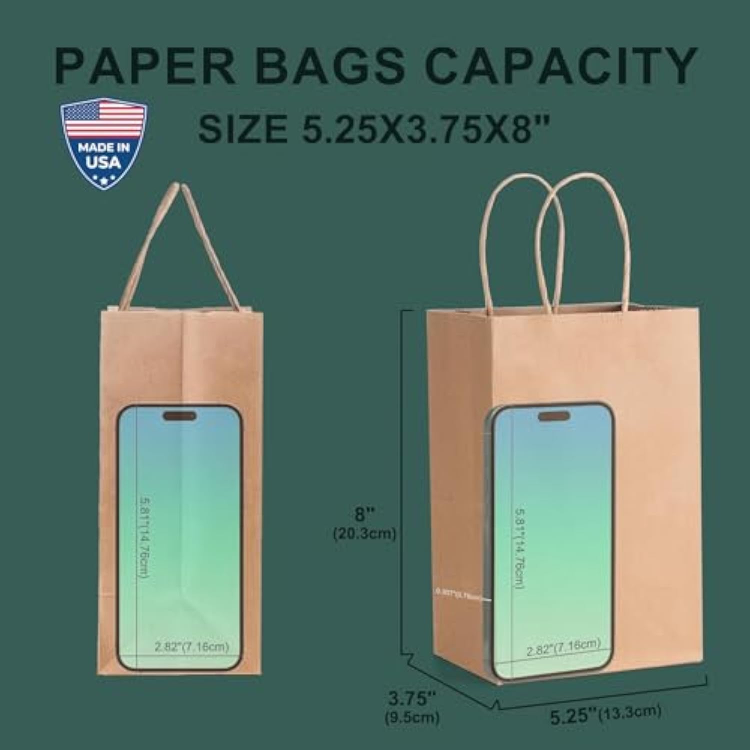 Paper Gift Bags 5.25X3.75X8 50Pcs, Christmas Gift Wrap Bags With Handles, Brown Kraft Paper Bags For Small Business, Heavy Duty Bulk Paper Bags For Birthday Party Favors, Shopping, Retail,
