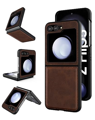 for  Galaxy Z Flip 5 5G Case, Leather Case, PU Leather + Hard PC Shell Ultra Thin Slim Durable Protective Phone Case Cover for  Galaxy