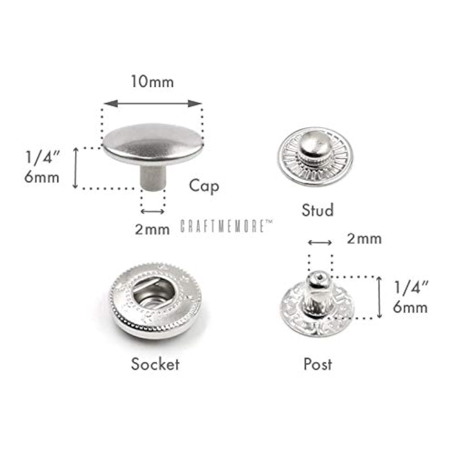 50 Sets Antique Brass Snap Buttons S-Spring Socket Popper Fasteners Fo