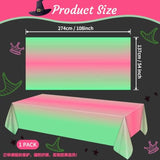 1 Pack Witch Birthday Party Decorations Tablecloth, Pink And Green Disposable Rectangle Plastic Table Decors Cloth For Kids Baby Shower Wedding Party Supplies, 54 X 108Inch