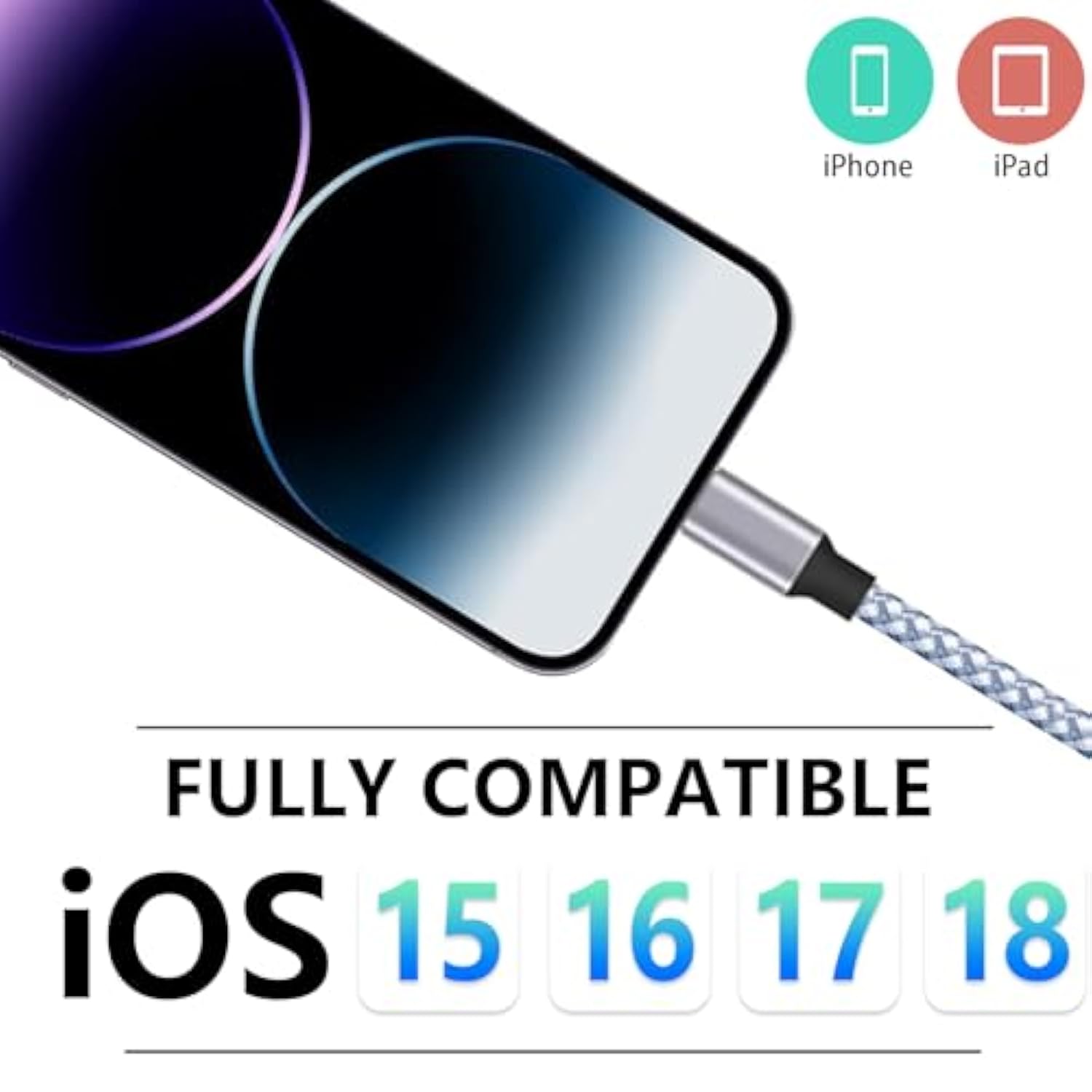 Iphone Charger 3Pack 6Ft Mfi Certified Best New Nylon Braided Lightning Cable Cell Phone Fast Charger Cord Compatible With Iphone14/13/12/11Pro Max/Xs/Xr/X/8/7/6/5/Se/Ipad More