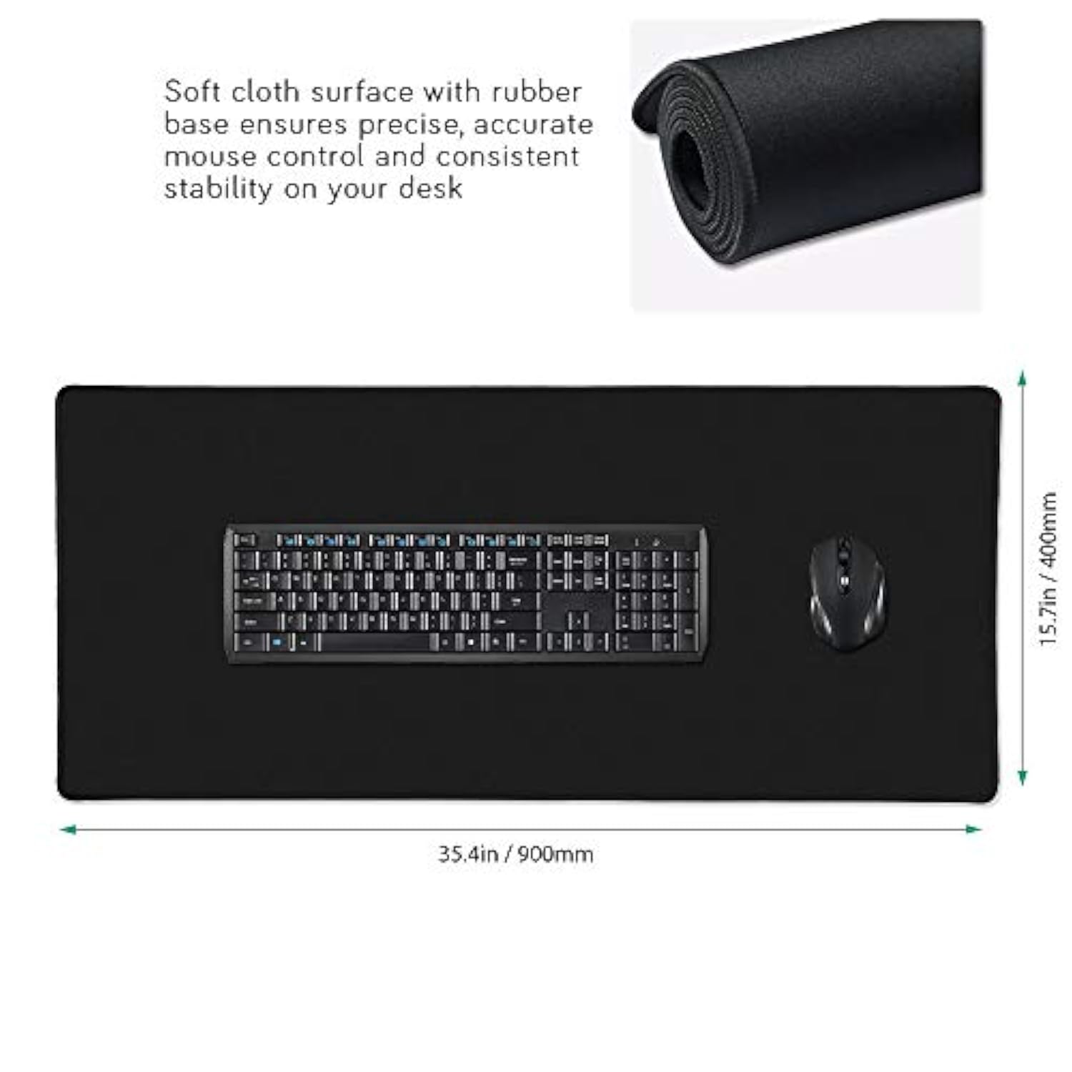 Xxl Professional Large Mouse Pad & Computer Game Mouse Mat (35.4X15.7X0.12In, 90X40 Black)