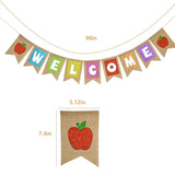 Welcome Burlap Banner Back To School Party Decorations Glitter Welcome Banner With Apple Sign - First Day Of School Party Supplies For Classroom,Teacher,And Office Hanging Decor