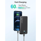 Portable Charger 30,000Mah-Output Input Usb C Fast Charging Led Display Scp22.5W Pd3.0 Qc4.0 Power Bank, Flashlight External Battery Pack For Iphone, Samsung Galaxy, Lg, And More Black