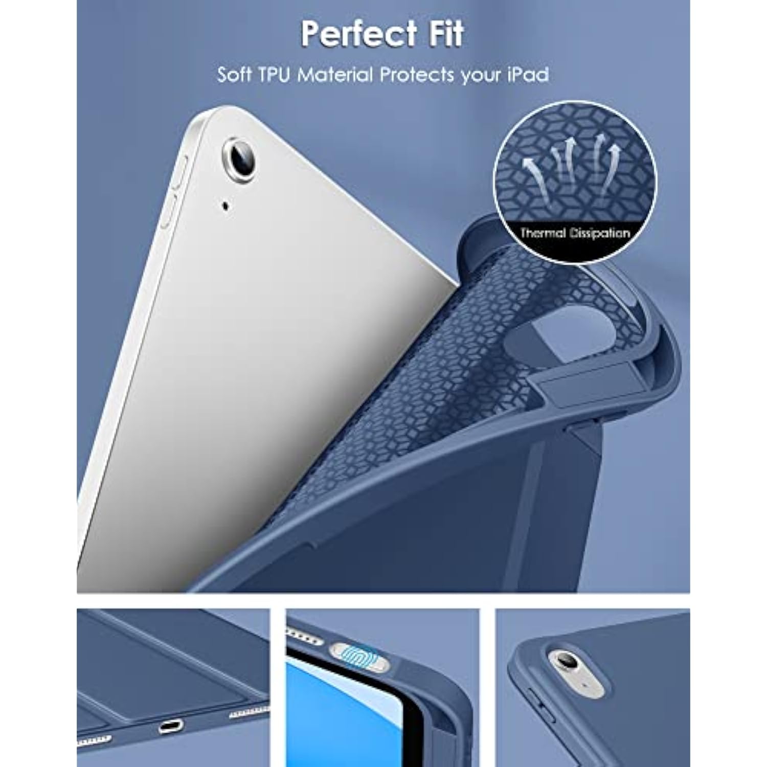 Ipad 10Th Generation Case 10.9 Inch 2022, Slim Tri-Fold Stand Soft Tpu Back Wi