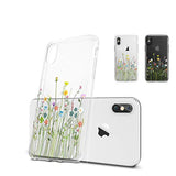 Case Compatible With Xs X Case Clear With Design Slim Protective Soft Tpu Bumper Embossed Pattern Protective 5.8 Inch (Flower Bouquet)