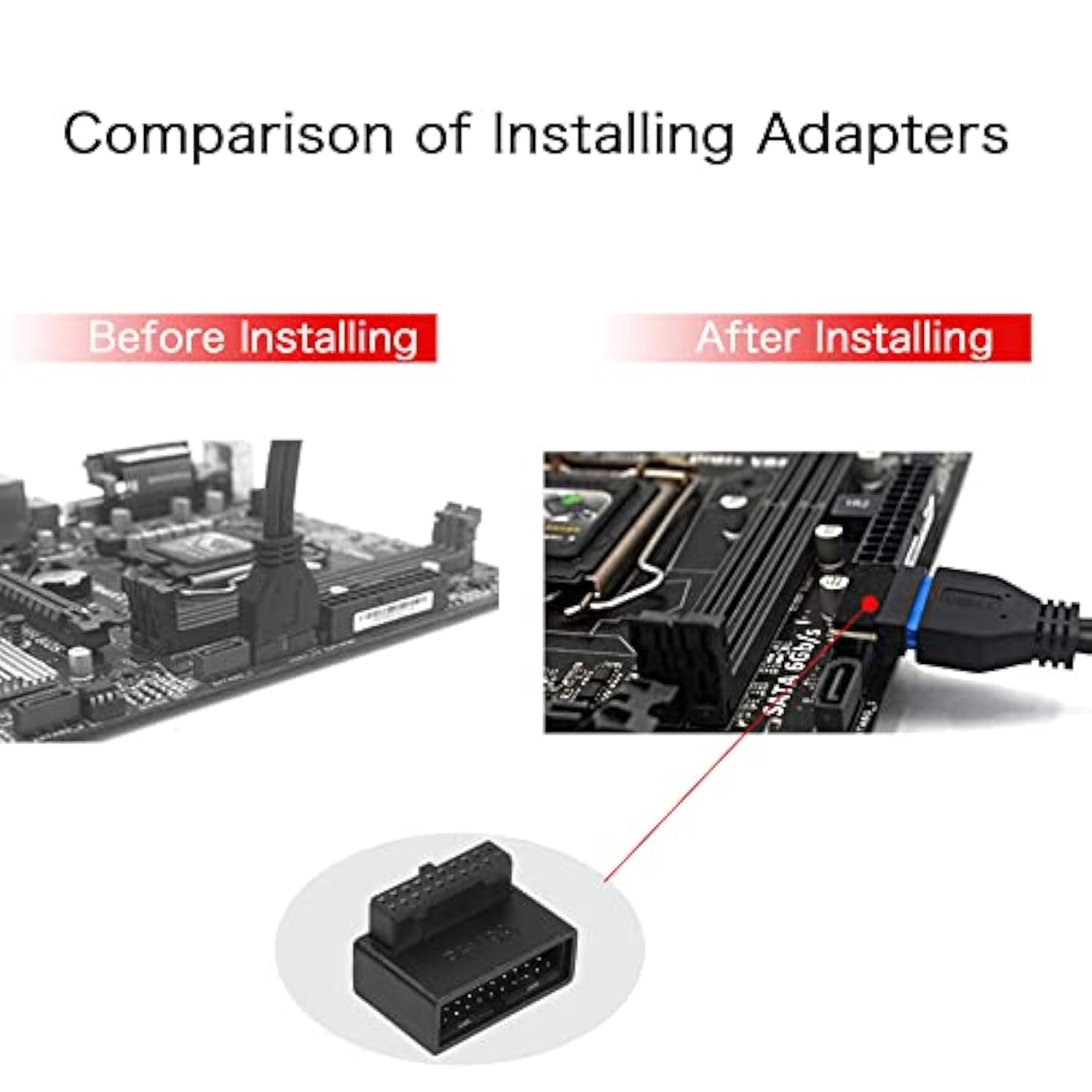 Usb 3.0 19/20 Pin 90 Degree Adapter Male To Female L Turn Right Angle Socket F