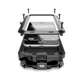 Heavy Duty iPhone 15 Plus Case with Metal Frame and Silicone Screen Protector - Black