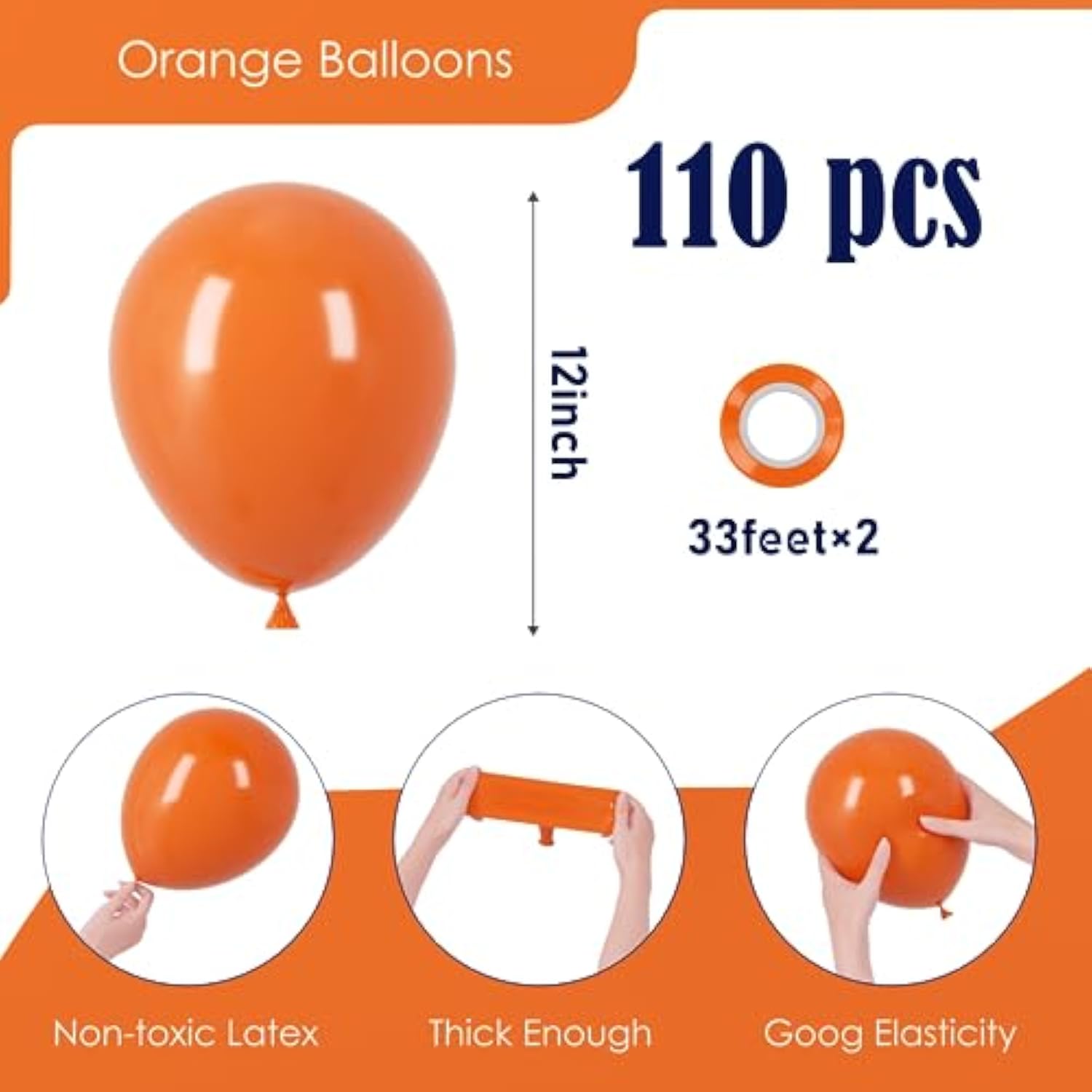 Burnt Orange Latex Balloons: 12-Inch, 110-Piece Set