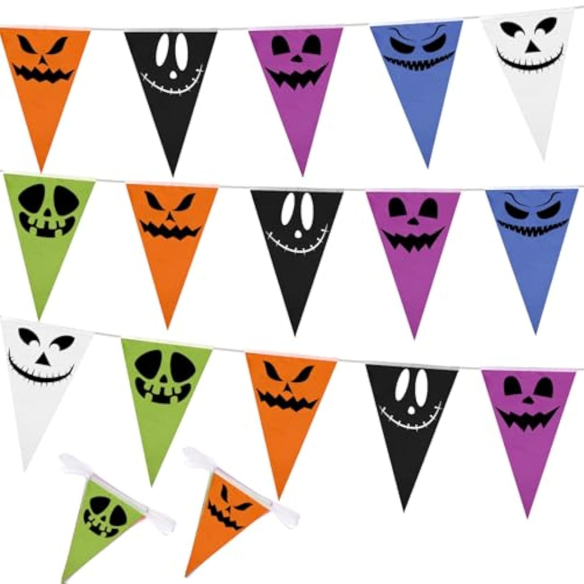 164ft Halloween Pennant Banner Flags, 5pcs Scare Face Fabric Triangle Bunting