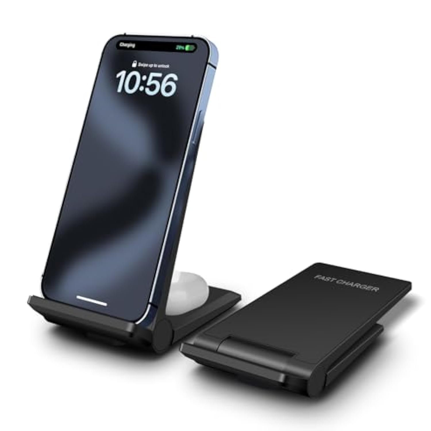 Wireless Charger, 2 In 1 Wireless Charging Stand Dock Foldable 20W Fast Charge For Iphone 16 15 Pro 14 13 12 11 Pro Max Xs,Airpods, For Samsung Galaxy S24/S23/S22/S21/S20,Note20/10,Galaxy Buds,Black