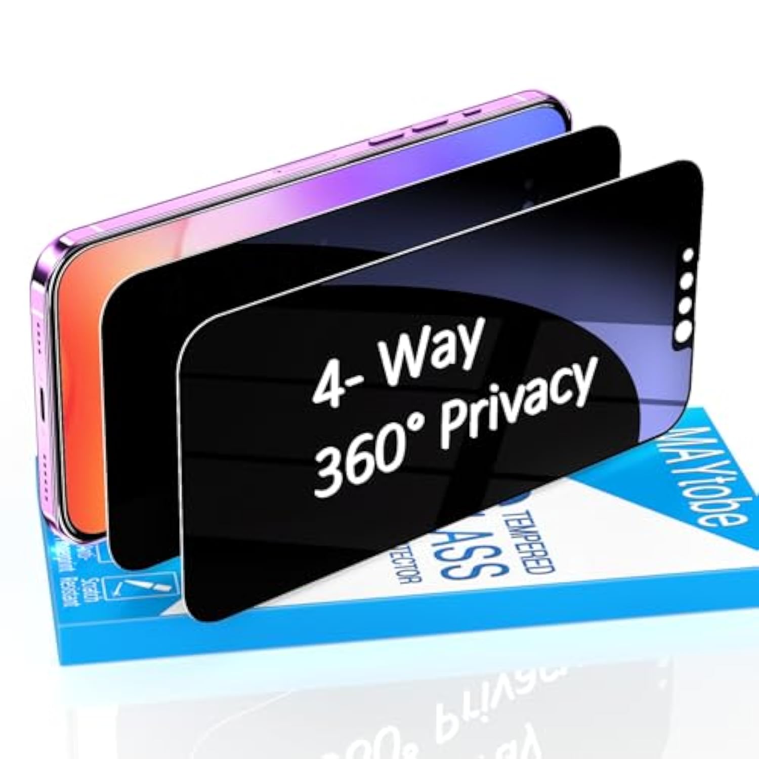 [2-Pack 360 Degree Privacy Screen Protector For Iphone 16E/ Iphone 14/ Iphone 13 Pro/Iphone 13 Horizontal And Vertical Private Tempered Glass, No Bubbles, 4 Way Anti Spy, Anti Scratch