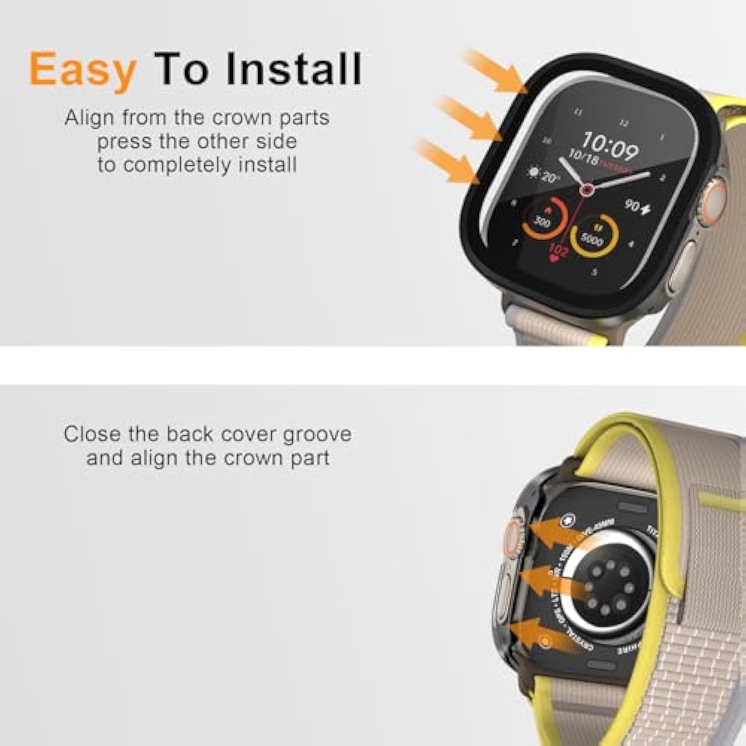Metal Case Apple Watch Ultra 2 Screen Protector Cover For Apple Watch Ultra 3/Ultra 2/Ultra 49Mm, Rugged Bumper Thin Frame, 9H Tempered Glass Film And Ceramic Like Back Cover