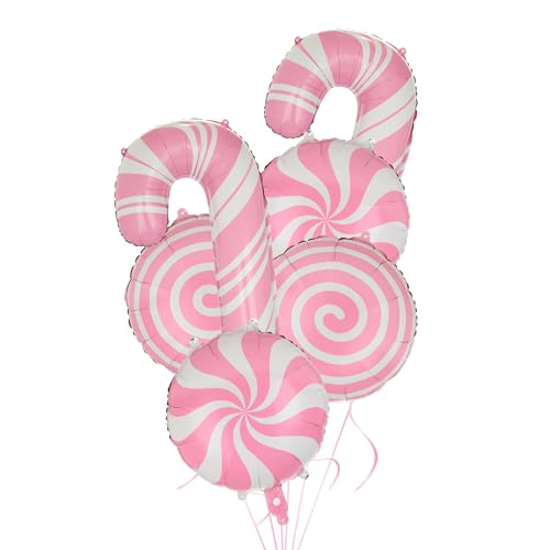 Sweet Candy Balloon Christmas Pink Lollipop Candy Cane Balloons 10 Pcs Set