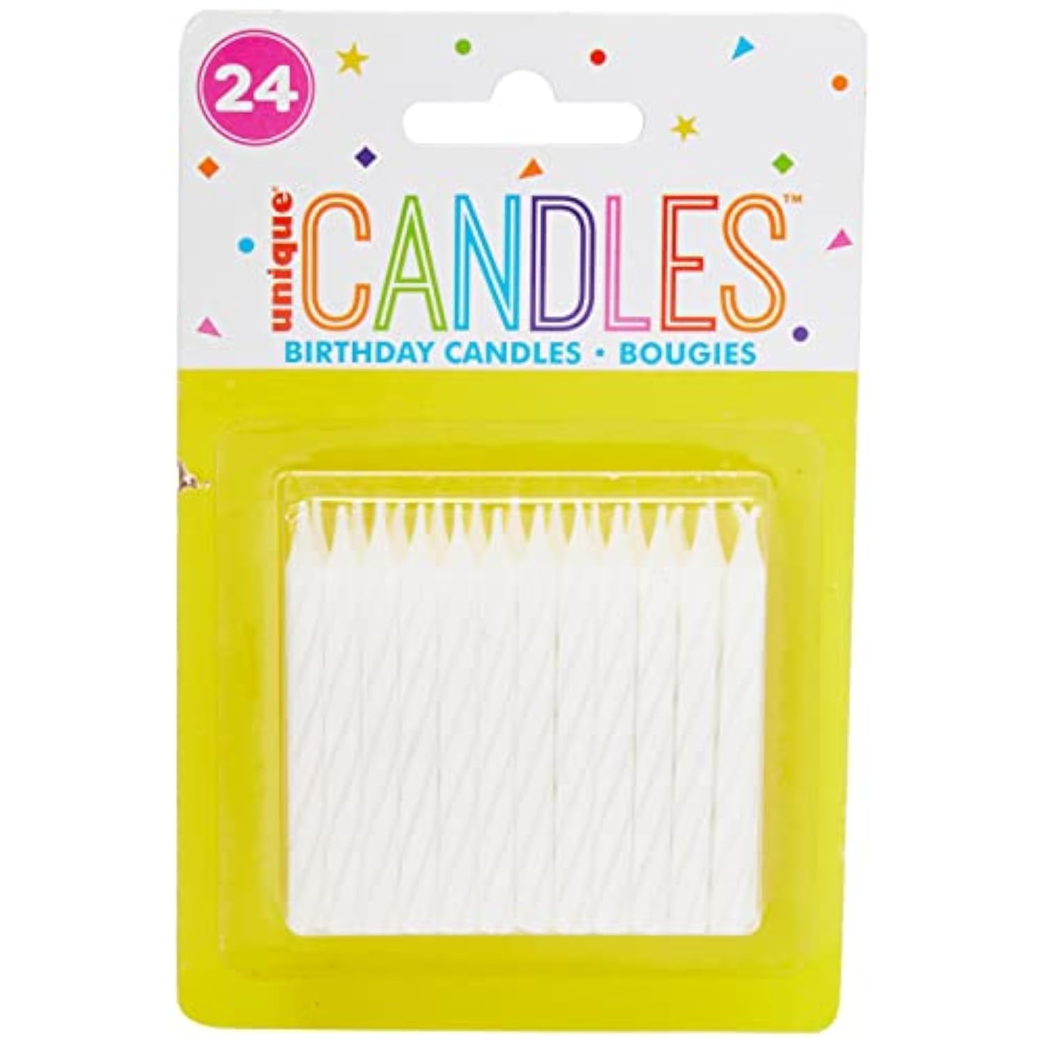 White Spiral Birthday Candles - 24 Count, 2.5'' - Festive Celebration Cake Toppers, Vibrant Party Decorations, Fun and Safe for All Ages
