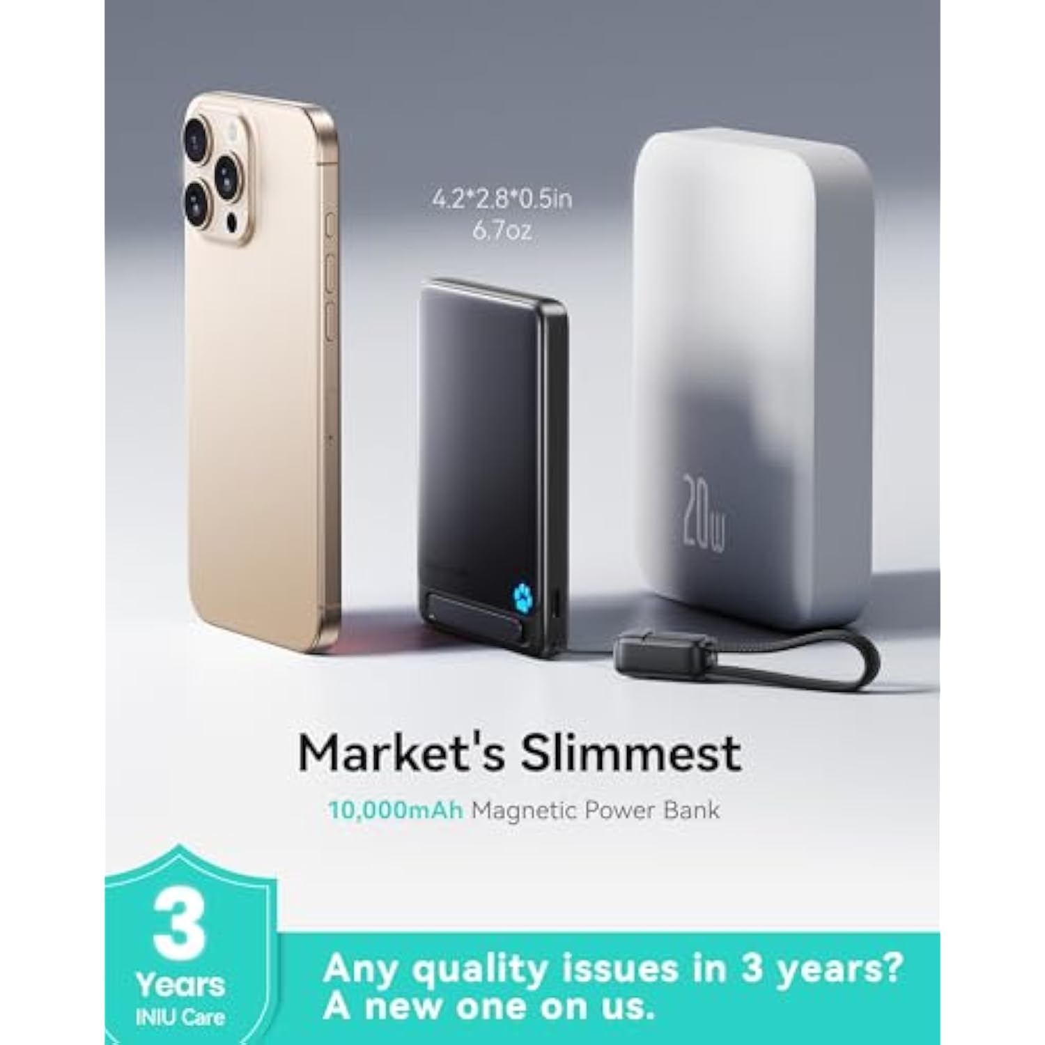 For Magsafe Portable Charger, 45W Slimmest 10000Mah Magnetic Power Bank, Qi2 Certified, With Lanyard Usb C Cable & Kickstand, Magsafe Compatible Battery Pack For Iphone 16 15 14 13 Series Airpods