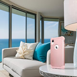 For Iphone Xr Case With Tempered Glass Screen Protector For Women, 3 In 1 Shockproof Slim Hybrid Heavy Duty Hard Pc Cover Soft Silicone Bumper Full Body Case, Rose Gold