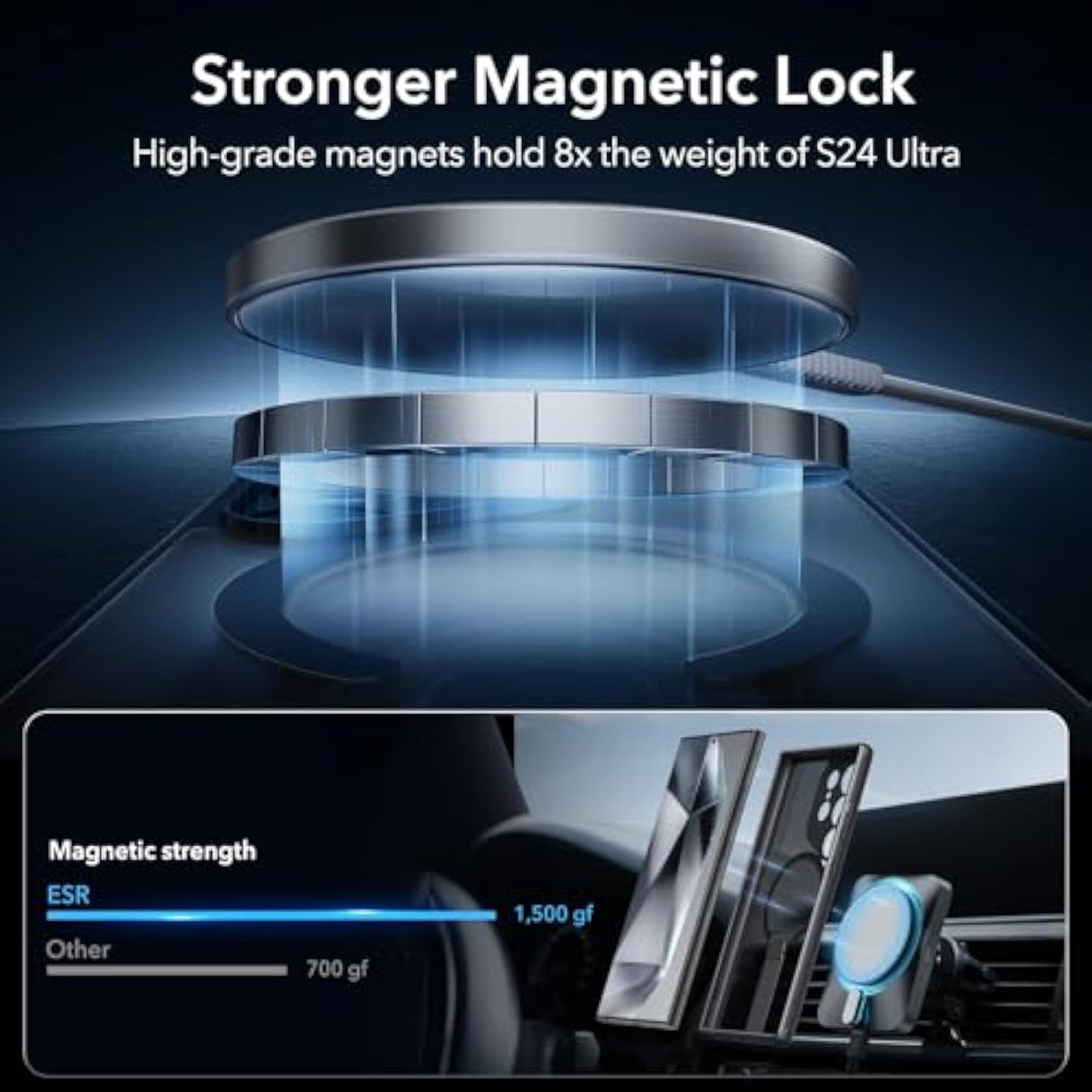 Esr For Samsung Galaxy S24 Ultra Magsafe Case With Kickstand, Wireless Charging Compatible With Magnetic, 3 Stand Modes, -Grade Protection, Shockproof Case Slim Fit For S24 Ultra, Black