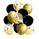50 Pcs 12 Inches Black And Gold Balloons, Gold Confetti Balloons, Retirement, Birthday Party Decorations, New Years Eve Decorations, Graduation Party Supplies