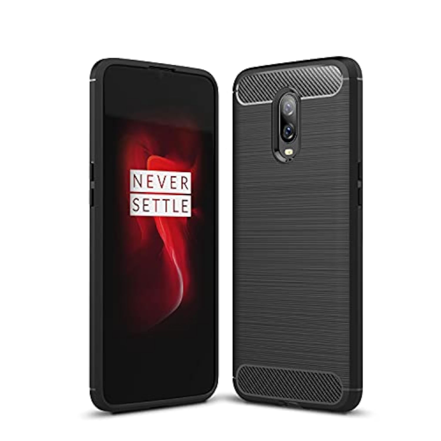 Oneplus 6T Carbon Fiber Shock Absorption Slim Case Compatible with Cellphone Black