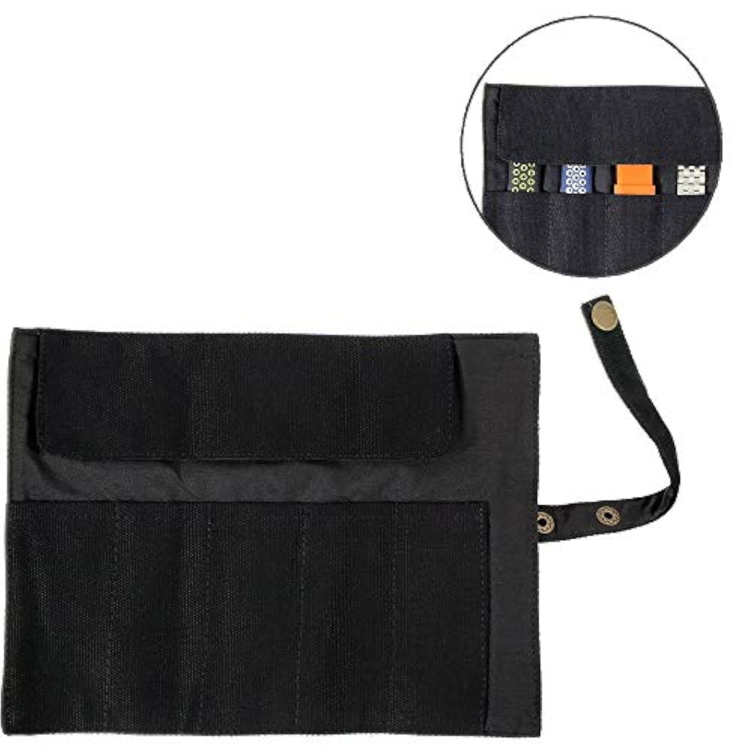 Watch Band Accessories,Smart Watch Band Protable Storage Bag Case Pouch Organizer-Compatible With Apple Watchbands, Garmin Watch Band, Samsung Watch Band Etc -Cotton Canvas (Black)