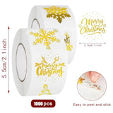 Christmas Roll Stickers Gold Foil Xmas Round Seal Label Self-Adhesive 1000 Pcs 1" Merry Christmas Snowflake Party Favors Card Envelope Craft Gift Decor