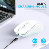 Bluetooth Mouse, Wireless For Mac/Macbook/Pc/Laptop/Ipad/Computer/Chromebook, 4 Modes (Bt5.2 & Bt3.0 + Usb-A & Usb Type-C) (White)