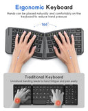 Ergonomic Foldable Keyboard, Split Portable Folding Bluetooth Keyboard For Business Travel, Ultra Slim Rechargeable Wireless Keyboards For Ios/Android/Windows Tablet Pc Smartphone