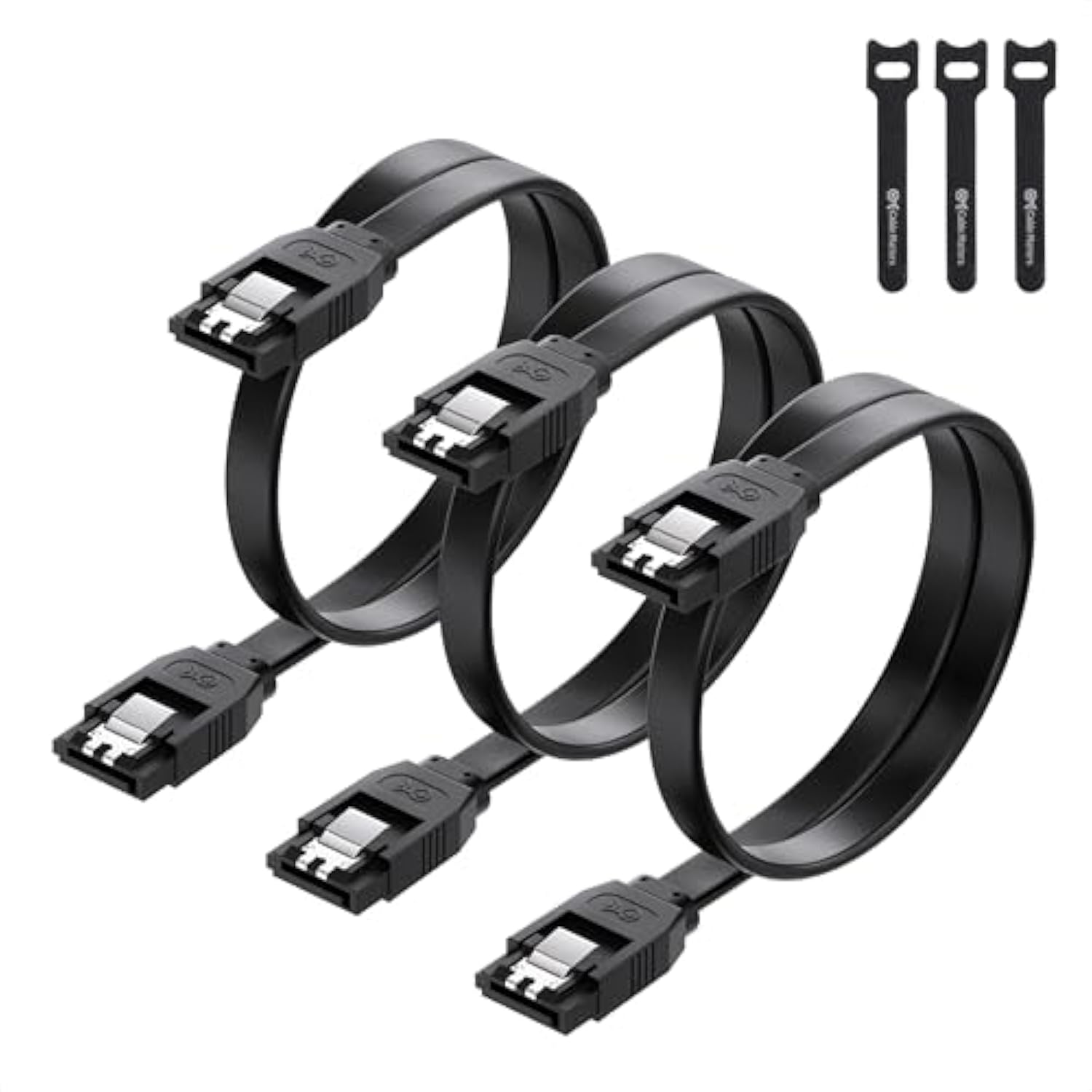 Cable Matters 3-Pack SATA III 6.0 Gbps SATA Cable 18 Inches (SATA Cable for SS
