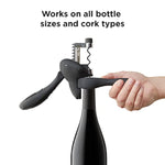 W6004N Original Lever Corkscrew Wine Opener With Foil Cutter And Extra Spiral (Black)