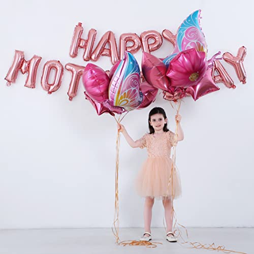 HAPPY MOTHER'S DAY Aluminum Foil Balloon Set 16 Inches Letter Balloon Decoration for Mother's Day Party (butterfly)