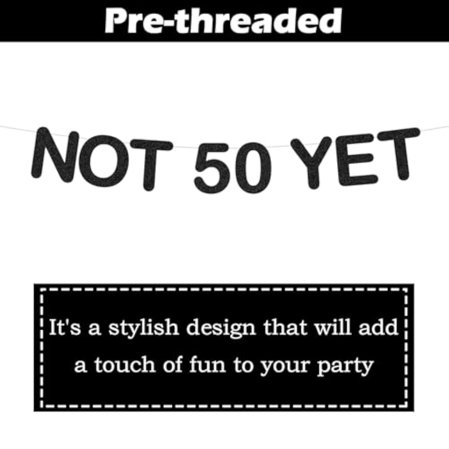 Funny 49th Birthday Banner Black Glitter Party Decorations for Women