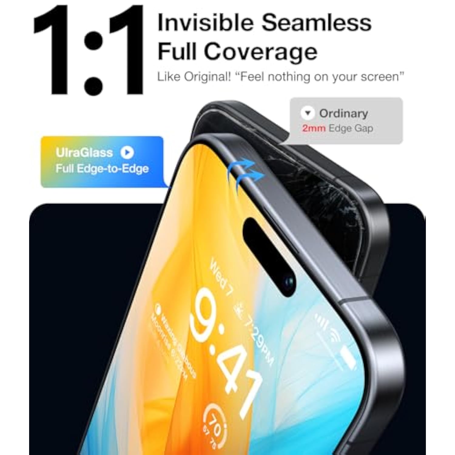 2-Pack Unbreakable 9H+ Screen Protector for iPhone 16 Plus, 12FT Drop, Full Coverage, Durable