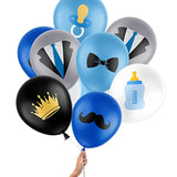 Baby Boy Party Decor, Blue and Black Balloon Set for Birthday or Baby Shower