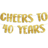 Cheers To 40 Years Gold Glitter Banner - 40Th Anniversary And Birthday Party Decorations