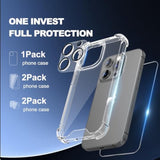 iPhone 15 Pro Max Clear Case 5-in-1 Lens Glass Screen Protector