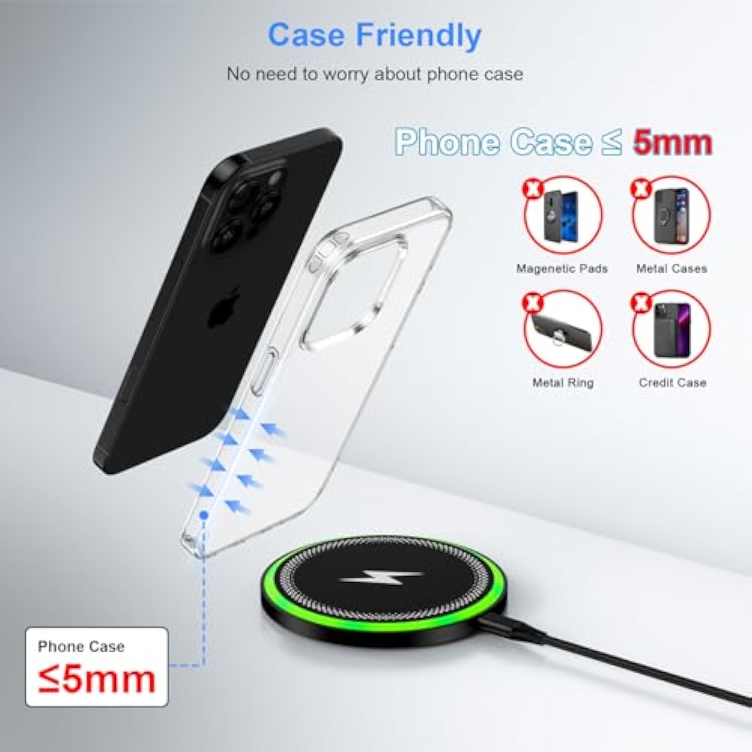 S25 Ultra Wireless Charger, Wireless Charger Fast Charging Pad For Samsung Galaxy S25Plus S25 S24Fe S23 S22 S21 S20 S10,Wireless Phone Charger Android For Google Pixel 9/9Pro Xl/8 Pro/7/6 With Adapter