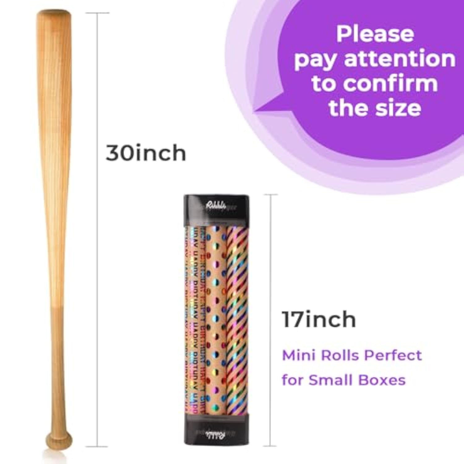 Birthday Kraft Wrapping Paper Iridescent Gift Wrapping Paper Mini Roll, 3 Rolls Happy Birthday Polka Dots Stripes Printed Assortment - 17 Inch X 120 Inch(10Feet) Per Roll