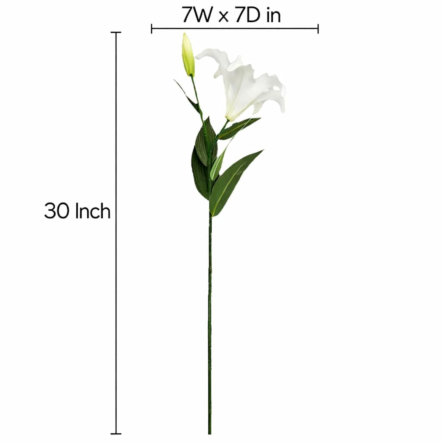 30 Inch Long Tiger Lily Artificial Flowers 3 Pack Green & White - Real Touch Faux Lilies For Floor Vase, Entryway & Living Room Statement Decor, Wedding Decoration