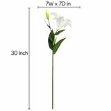 30 Inch Long Tiger Lily Artificial Flowers 3 Pack Green & White - Real Touch Faux Lilies For Floor Vase, Entryway & Living Room Statement Decor, Wedding Decoration