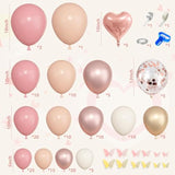 174Pcs Boho Blush Pink Balloons Arch Garland Kit, Retro Dusty Pink Balloons Nude Rose Gold Confetti For Girls Baby Shower Weddings Birthday Bachelorette Party Decorations