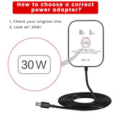 30W Power Adapter Cord For Echo Show 21 And 15, Show 10 And 8, Echo (4Th Gen.), Echo (3Rd Gen.) - Wall Charger Plug Long Cable 5Ft, Black