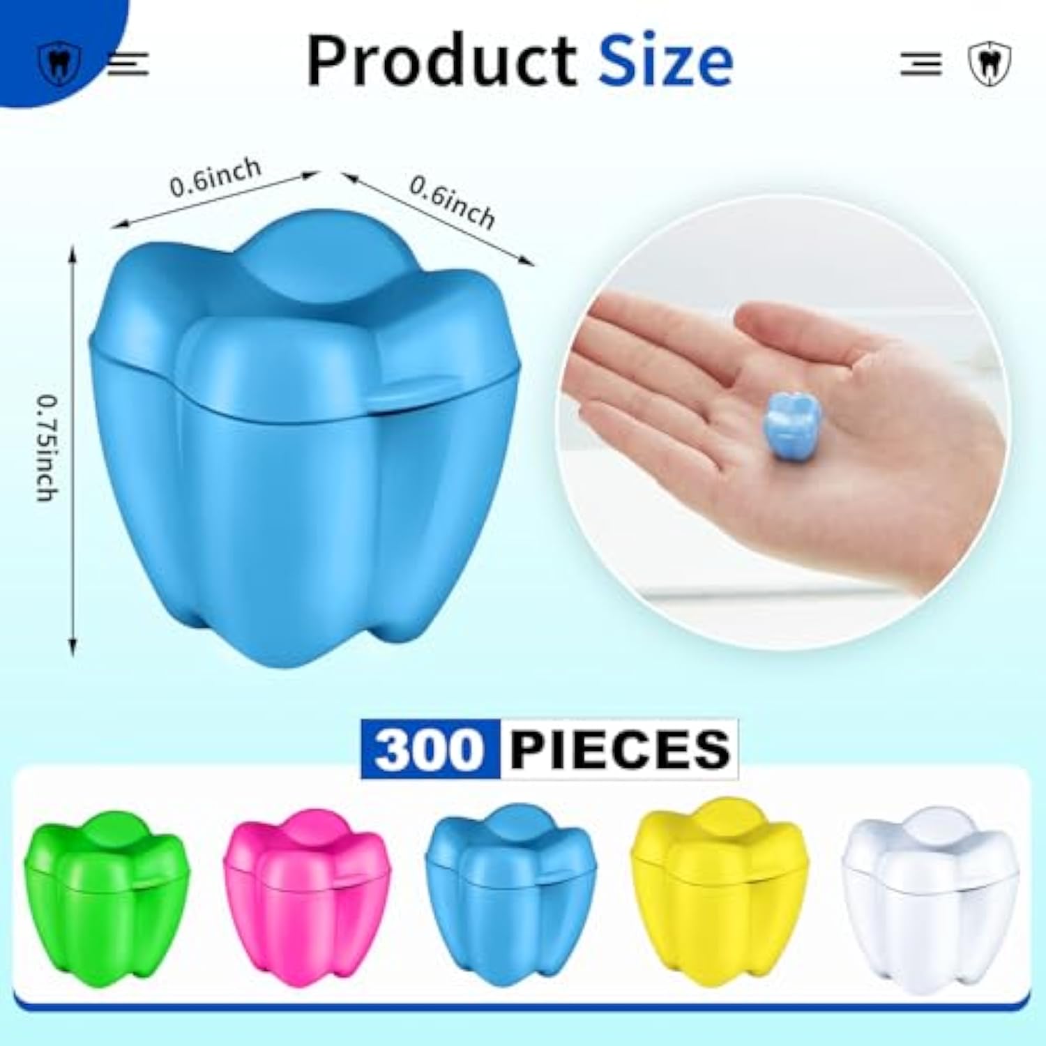 150 Pcs Colorful Tooth Savers Box, Plastic Tooth Holders Bulk For Boys Girls Kids Keepsake, Goodie Bag Fillers, Party Favor, Dentist Office, 5 Colors, 0.6 X 0.75 X 0.6 Inch
